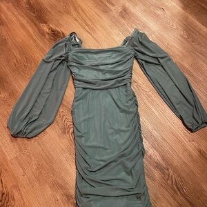 Anrabess Long Sleeve Green Dress Prom